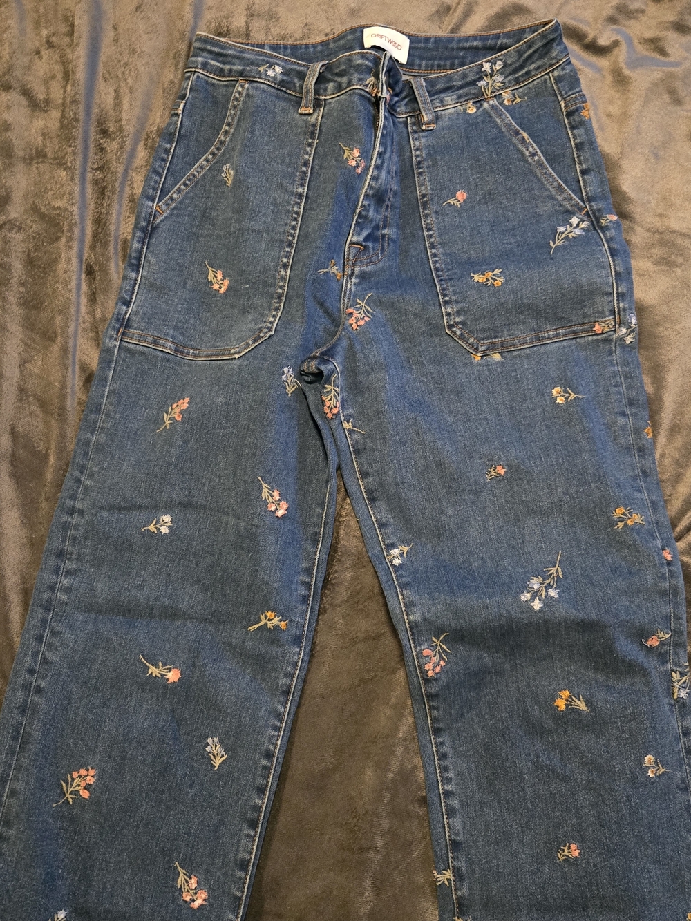 Driftwood Embroidered Dark Wash Women’s Jeans - Floral Detail - Picture 15 of 16